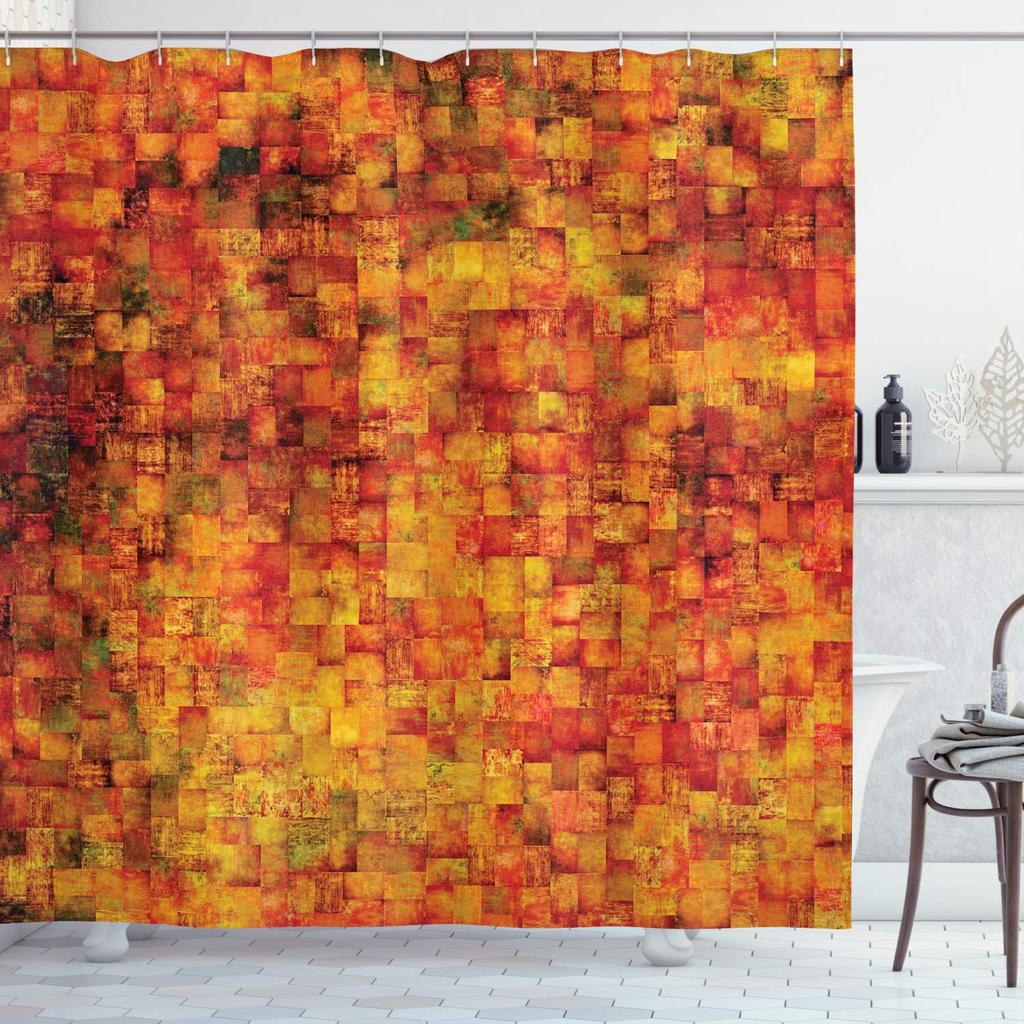Mosaic Shower Curtain,Modern Mosaic Geometric Seamless Tiles Design Patchwork Artwork Polyester Fabric Waterproof Shower Curtain