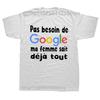 Мужская футболка I Dont Need Google My Wife Knows Everything Смешной французский текст для мужчин Муж, Отец, Жених Одежда Юмор Футболка
