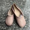Johnature Vintage Handmade Genuine Leather Flats Shoes Comfortable Soft Sole Solid Color Slip-on Shoes