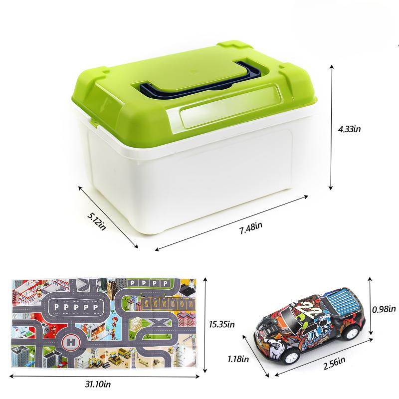 30pcs Collector's Edition Alloy Return Racing Car with Map and Barrier Storage Box Iron Return Racing Car