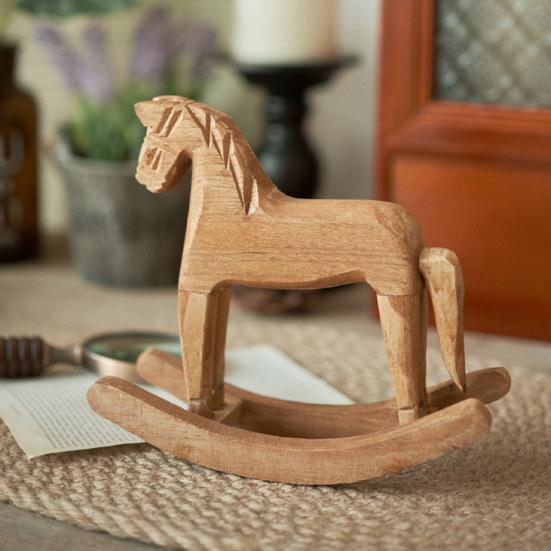 Деревянная фигурка лошадки-качалки, винтажная маленькая скульптура лошади, настольное украшение для свадеб, детских праздников, вечеринок, домашнего декора