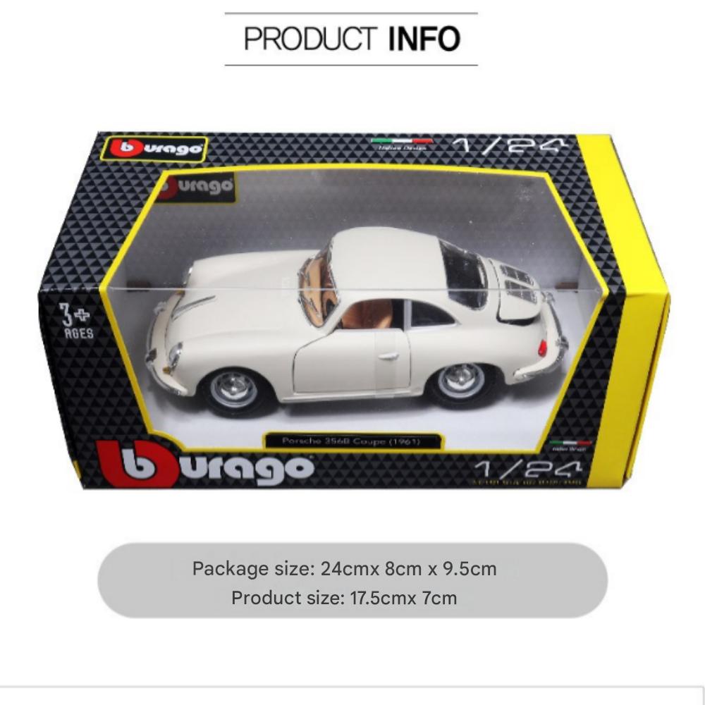 Браго 1:24 Porsche 356B COUPE 1961 Литая модель автомобиля, Цвет слоновой кости, 1 шт.