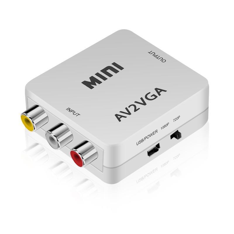 Мини-конвертер видеосигнала RCA в VGA, адаптер AV в VGA с аудиокабелем 3,5 мм для передачи мультимедийного видео