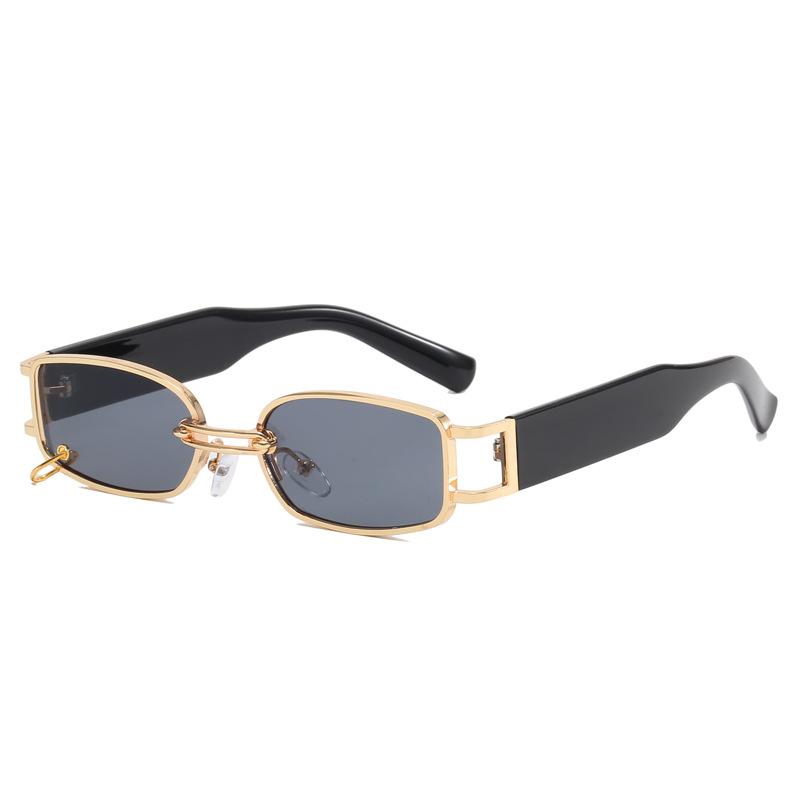 Ring Buckle Small Frame Metal Square Sunglasses Fashion Trend Personality Men And Women Sunglasses Business Casual Beach Holiday