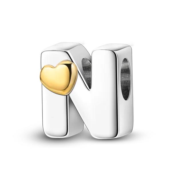 925 Sterling Silver Diy Alphabet Charms Beads Love Heart Letter Gift Dangle Fit Originalfashionbracelet Bangle Jewelry Marking