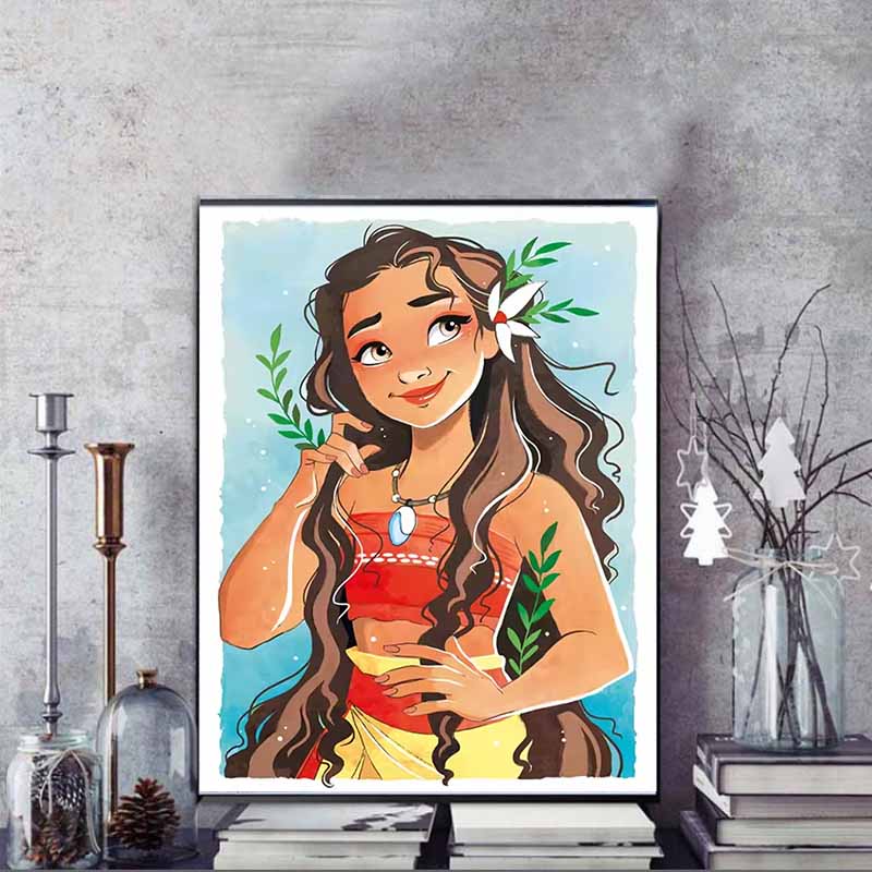 Disney Diamond Painting Moana Watercolor Style Healing Illustration Mosaic Art DIY Cross Stitch Embroidery Set Full Diamond Home Decor Gift