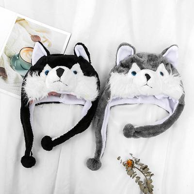 Милая плюшевая шапка в виде волка, милая ветрозащитная теплая шапка, нарядная зимняя защитная шапка для ушей