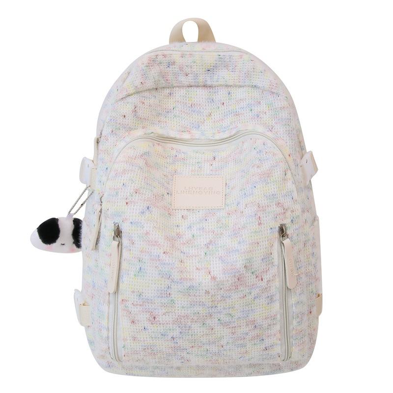 Радужный студенческий школьный рюкзак для женщин, вязаный рюкзак для колледжа