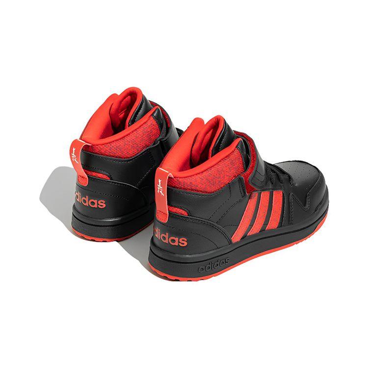 Adidas Neo Postmove Mid Модные Повседневные Прочные Поддерживающие Впитывающие Пот Высокие Кеды для Скейтборда Детские Кроссовки Черно-Красные IE4245