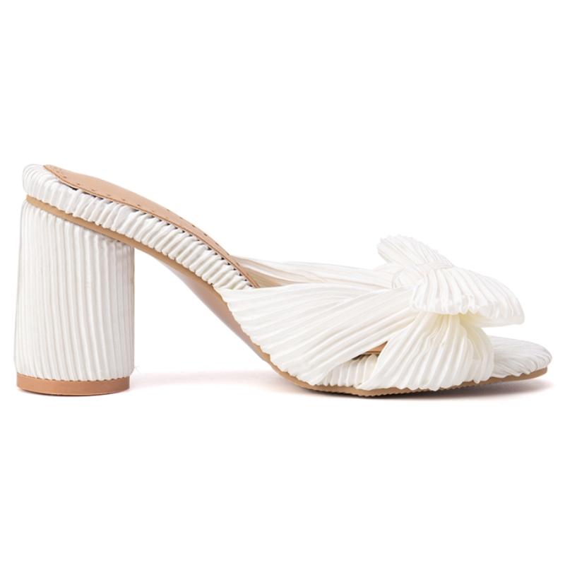 Модные летние тапочки, босоножки, туфли женские, на открытом воздухе, с милым бантом, на высоком каблуке, зеленые, красные, черные, туфли для вечеринок, женские, большого размера 50