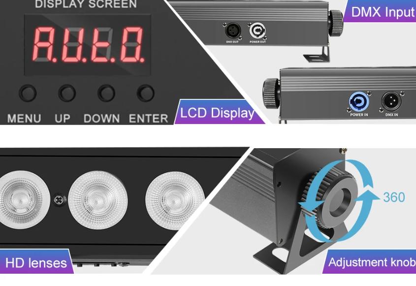 24x12W RGBWAUV 6-in-1 LED Wall Washer, DMX512 Stage Light with 25° Beam Angle for DJ Disco Events