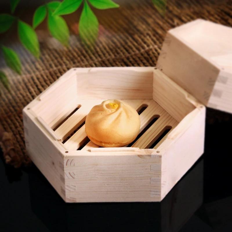 Wooden Hexagonal Steamer Chinese Dim Sum Steamed Grid Multi-size Heat Resistant Household Pastry Steamer Kitchen Cookware Tool