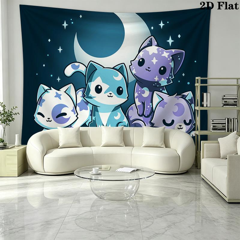 Moon cat Pattern Home Decor Tapestry, Wall Hanging, Decorative RV Wall Cloth.MGT0918300