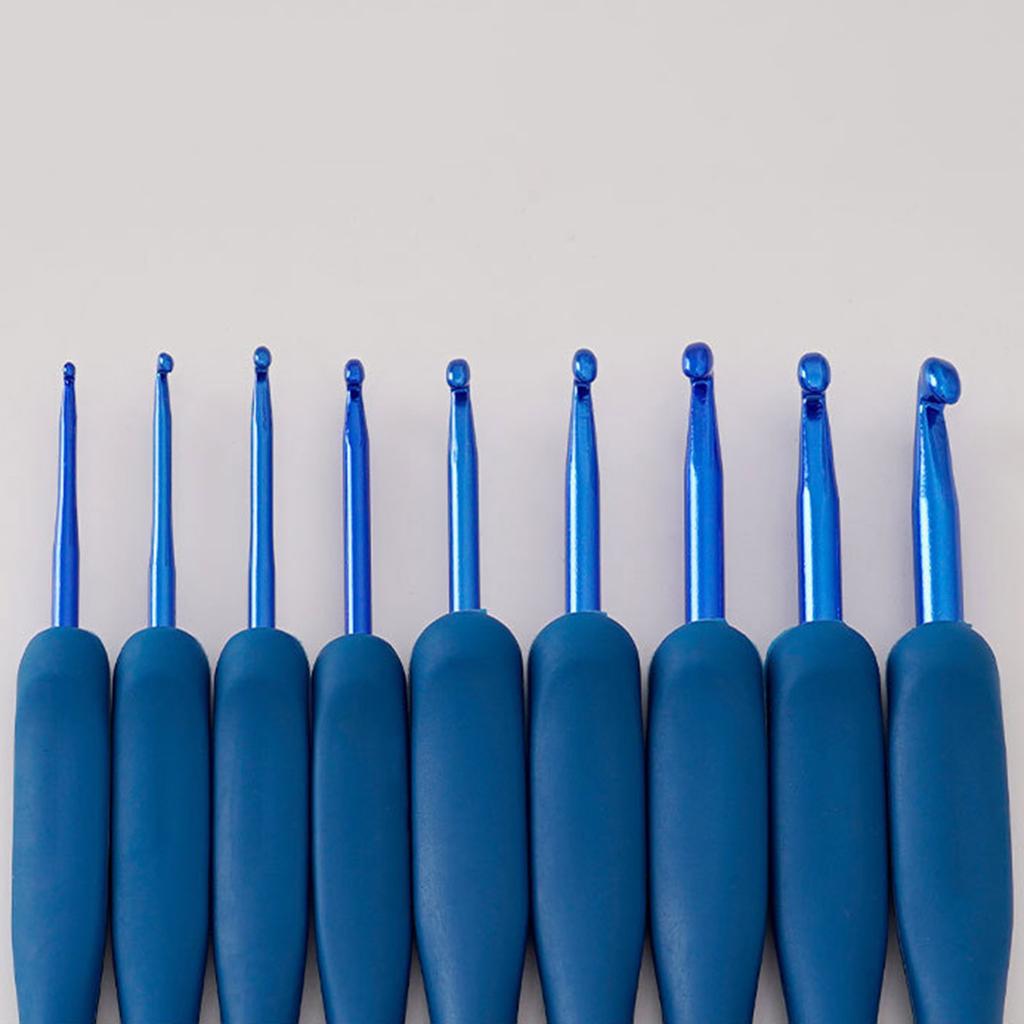 9Pcs Ergonomic Handle Crochet Hook 2MM-6MM Ergonomic Crochet Needle Long Handle Crochet Hook for Beginner Hobbyist