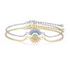 Sparkling Sun and Moon Bracelet Set Adjustable Bangle Creative Couple Bracelets  For Women Men