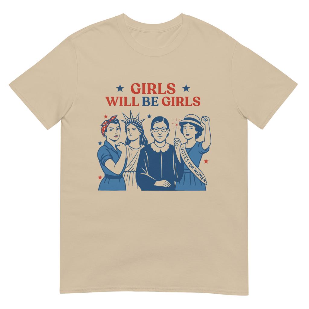 Unisex shirt Cotton Oversize Large Size Girl Will Be Girls Patriotic Feminist 4th Of July USA Women T-Shirt