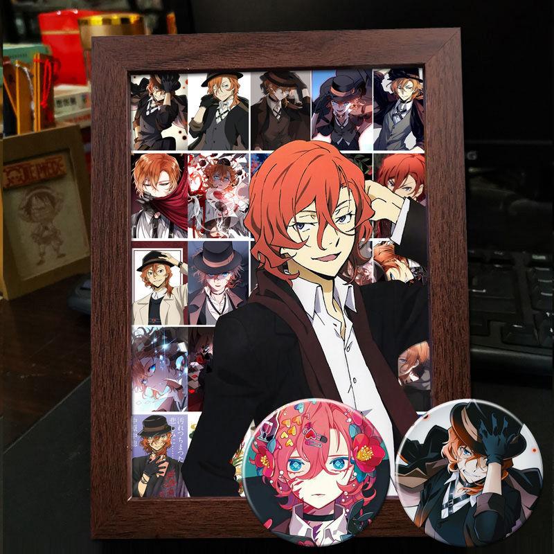 Рамка для фото в стиле аниме Bungo Stray Dogs: Дазай Осаму, Рюносуке Акутагава, Накахара Чуя - готовый стенд для фотоколлажа в подарок