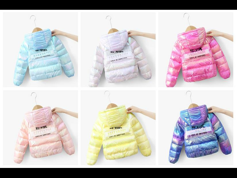 Детская цветная пуховая куртка в корейском стиле из хлопка - модное осенне-зимнее пальто для девочек