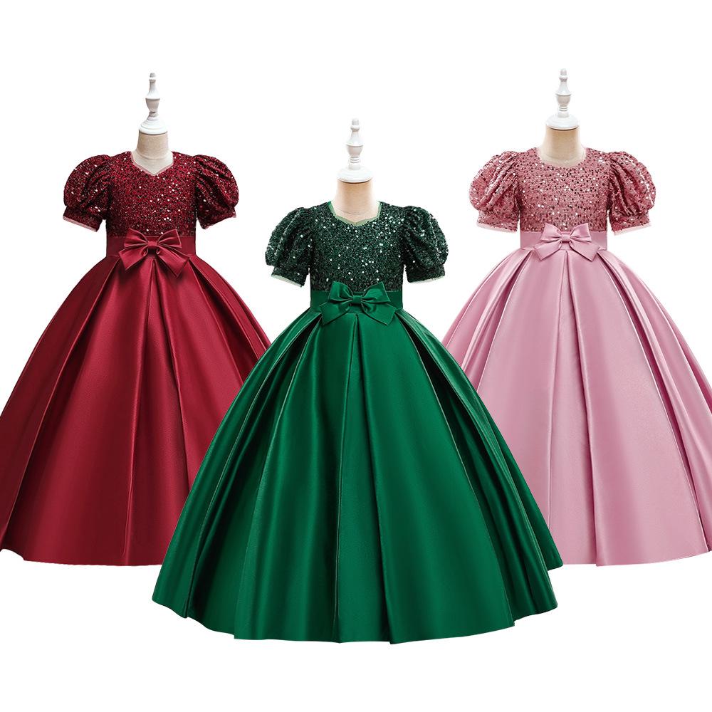 Новое платье-пачка из атласа с пайетками для девочек среднего/большого размера