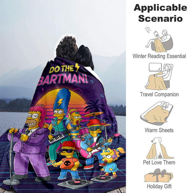 1Pc Simpsons Futuristic Concert Blanket Soft And Comfortable Casual Warm Camping Travel Christmas Halloween Gift M921804