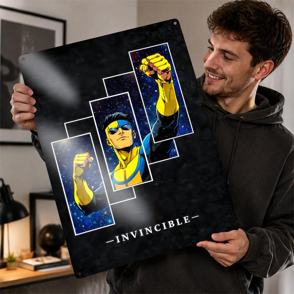Invincible Comic Art Personalized D Textured Metal Poster Wall Art Vintage Tin Signs for Office Decor Room Bedroom Stuff Home
