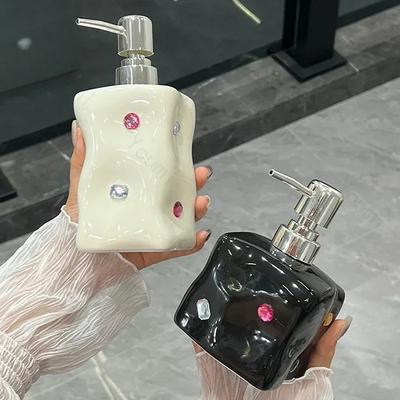 Керамическая бутылочка для мыла с инкрустацией из драгоценных камней, роскошный декор для кухни, ванной комнаты, дозатор шампуня, бутылки с гелем для душа, аксессуары для дома