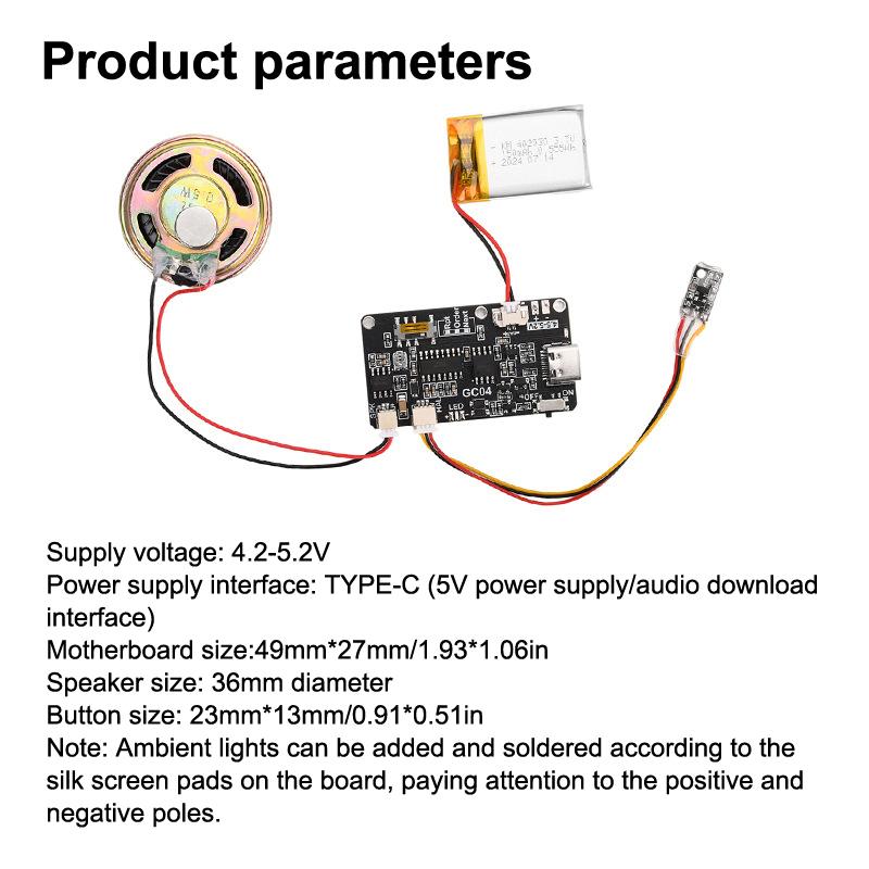 GC03 Записываемый звуковой модуль Загрузка через USB Память 8 МБ для DIY Открыток Творческий Домашний Декор Поделки