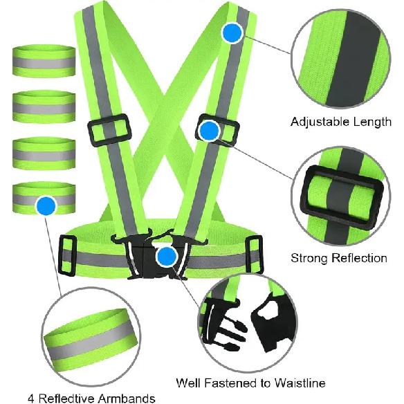 Highlight Reflective Straps Night Work Security Running Cycling Safety Reflective Adjustable Vest High Visibility Reflective