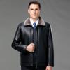 Leather Jacket Men's Autumn and Winter Fur All-in-one Men's Short-sleeved Jacket Warm Plus Velvet Middle-aged Men's Leather Jacket