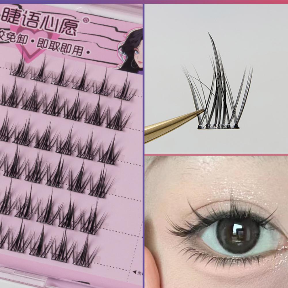 Reusable Adhesive False Eyelashes Wispy False Eyelash Clusters Self-adhesive Lash Clusters Makeup
