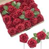 25pcs Artificial Flowers Realistic Foam Fake Roses with Stems for DIY Wedding Bouquets Tables Home Decorations