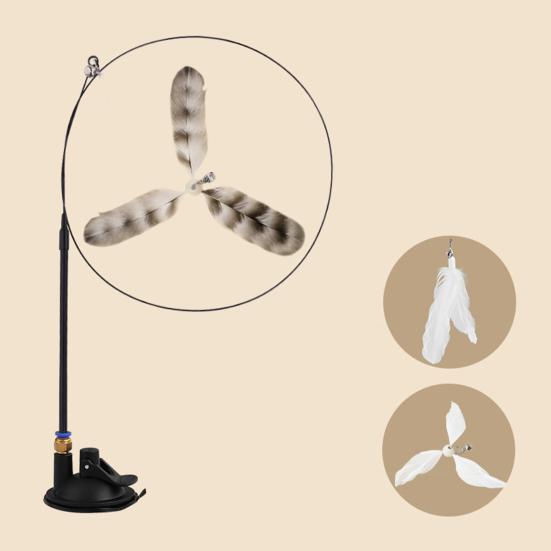 Cat Wand Feather Toy Interactive Cat Feather String Teaser with Suction Cup