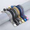 Hand Jewelry, Simple Personalized Woven Double-Row Front And Back Keel Flat Buckle Titanium Steel Men'S Bracelet