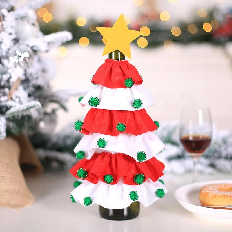 Christmas Decorative Christmas Tree Wine Bottle Covers Bag Red Wine Champagne Bottle Bag Xmas New Year Dining Table Decoration