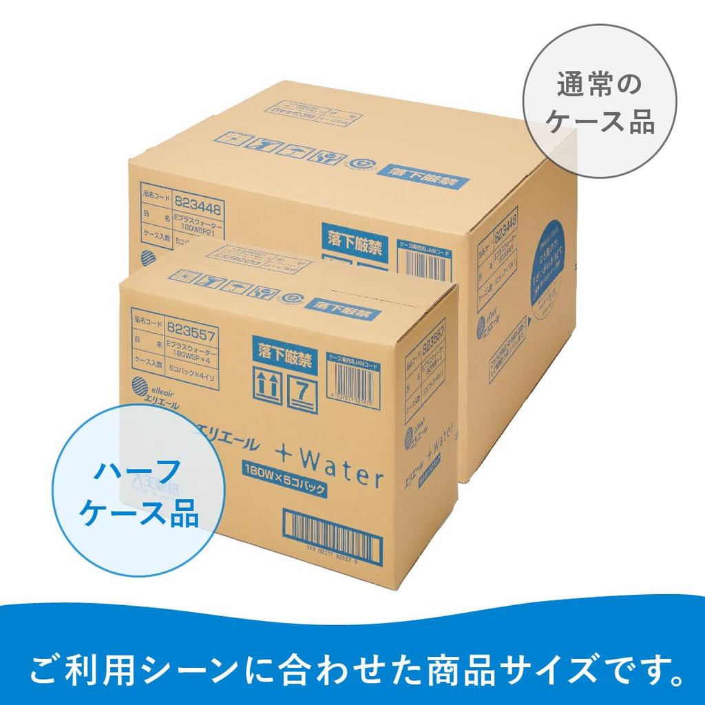 Elleair Box Tissue Plus Water 180 Pairs X 20 Boxes Boxes X 4 (+Water) (5 Sets) [Half Case]