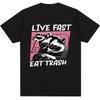Футболка Live Fast Eat Trash Unisex с забавным рисунком енота Футболка Unisex Camisas Hombre feУнисекс повседневная футболка Harajuku унисекс футболка