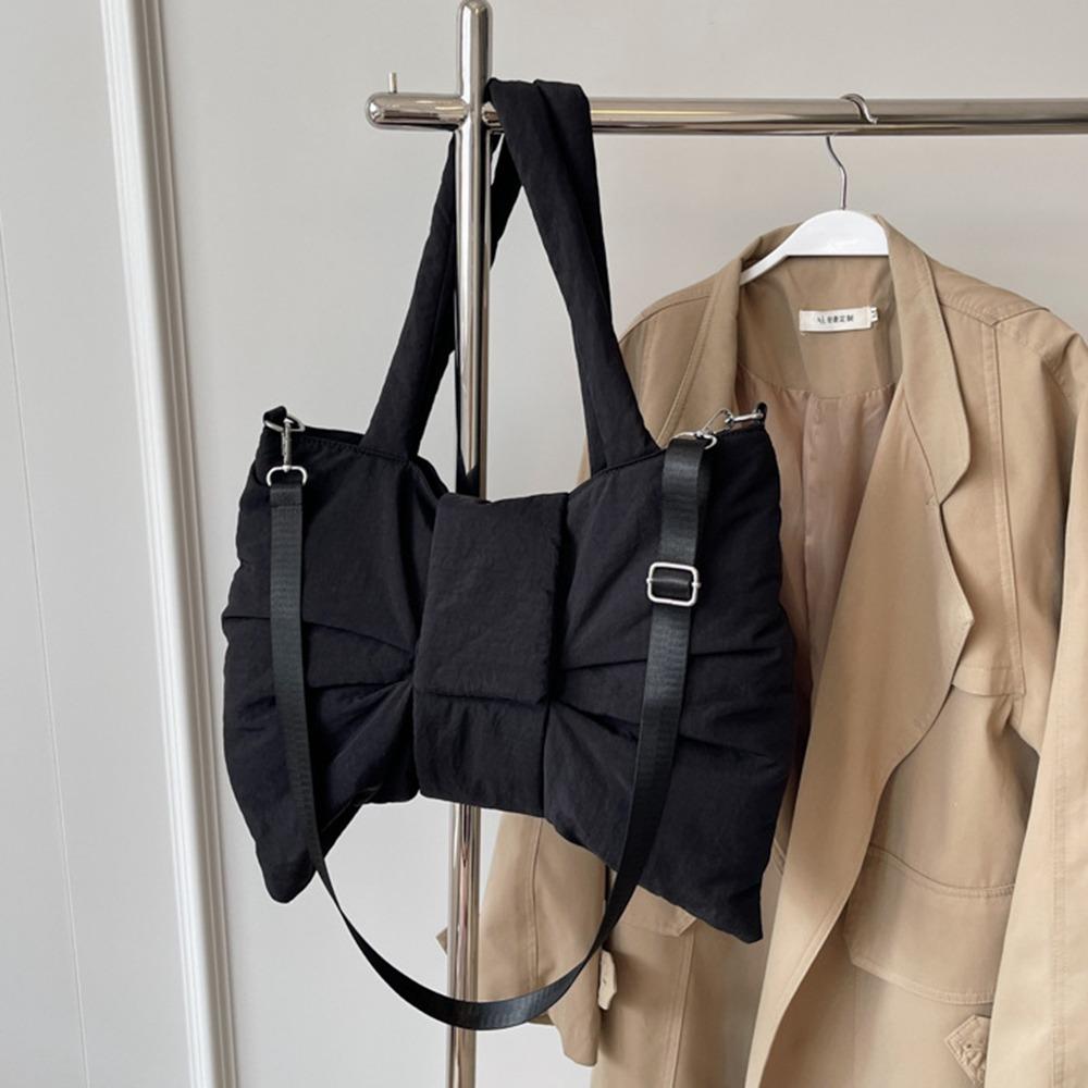 Korean Style Ruched Bowknot Shoulder Bag Cotton Padded Crossbody Bags  Shopping
