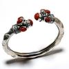 Красный солнечный камень, драгоценный камень 925, посеребренный браслет ручной работы, ювелирный браслет-манжета