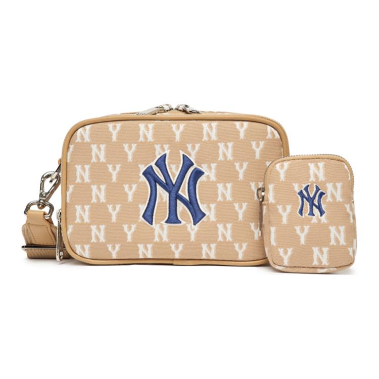 New MLB Monogram Collection Polyester Camera Bag Combo Bag Crossbody Bag Shoulder Bag Unisex Khaki 3ACRS022N-50BGD
