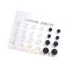 12-Piece Retro Pearl Stud Earring Set: European & American Minimalist Three-Color Collection