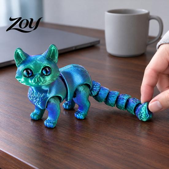 Handheld Decompression Toys 3D Printed Cat Toy, Articulated Movable Joint Figurine for Desk Calming Sensory Tools Anxiety Decor, Cute Fidget Toy Kids