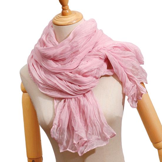 Yousheng Women Pleated Scarf Thickened Weave Autumn Winter Scarf Solid Color Breathable Shawl Headscarf Outfit Accessories