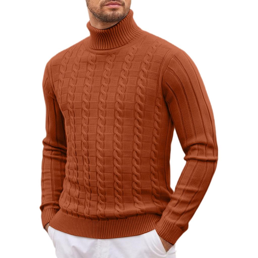 Men's Sweater Knitted Sweater Solid Color Gao Ling Stripes Twisted Dough Leisure