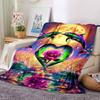 Neon Dolphin Heart Rose Moon Ocean Print Flannel Fleece Blanket Fantasy Marine Soft Warm Throw Blanket Sofa Couch Bedroom Home Decor Gift