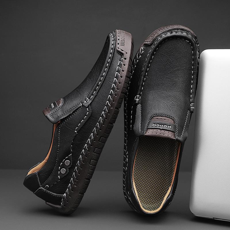 Handmade Genuine Leather Men's Casual Shoes Comfortable And Breathable Moccasins Men Business Flats Shoes Driving Shoes