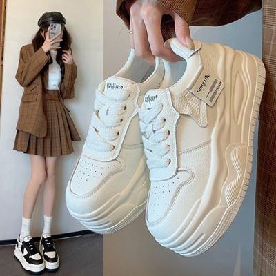 Новые кожаные женские черные белые повседневные кроссовки из вулканизированной кожи для спорта, ходьбы, бега, на платформе, на плоской подошве