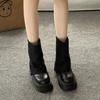 Мода Осень Зима Новые Модные Ботинки Женские Повседневные Брюки Ботинки Толстая подошва До середины голени Ботинки Головные Короткие Ботинки Роскошные Прочные