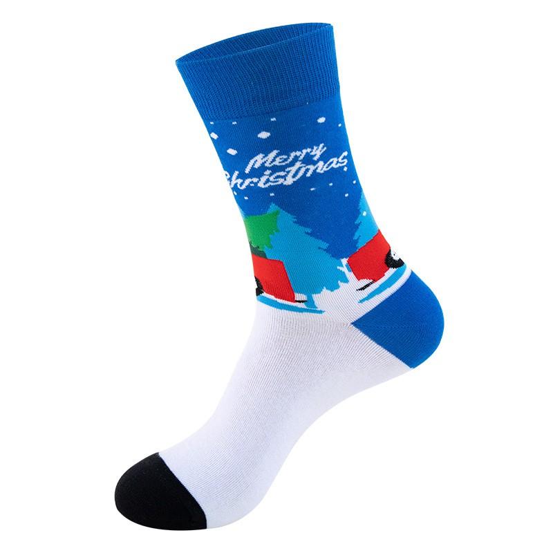 Creative Christmas Socks Unisex Snowman Cartoon Mid-Calf Breathable Trendy Cotton