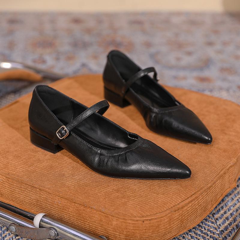Pointed High Heels French Soft Sole Shoes Versatile Light Women's Shoes One-strap Shallow Mouth Mary Jane Shoes