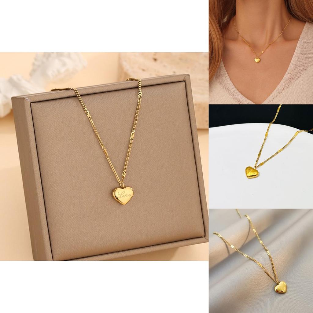 Elegant Titanium Steel Love Letter Necklace For Casual And Office Use